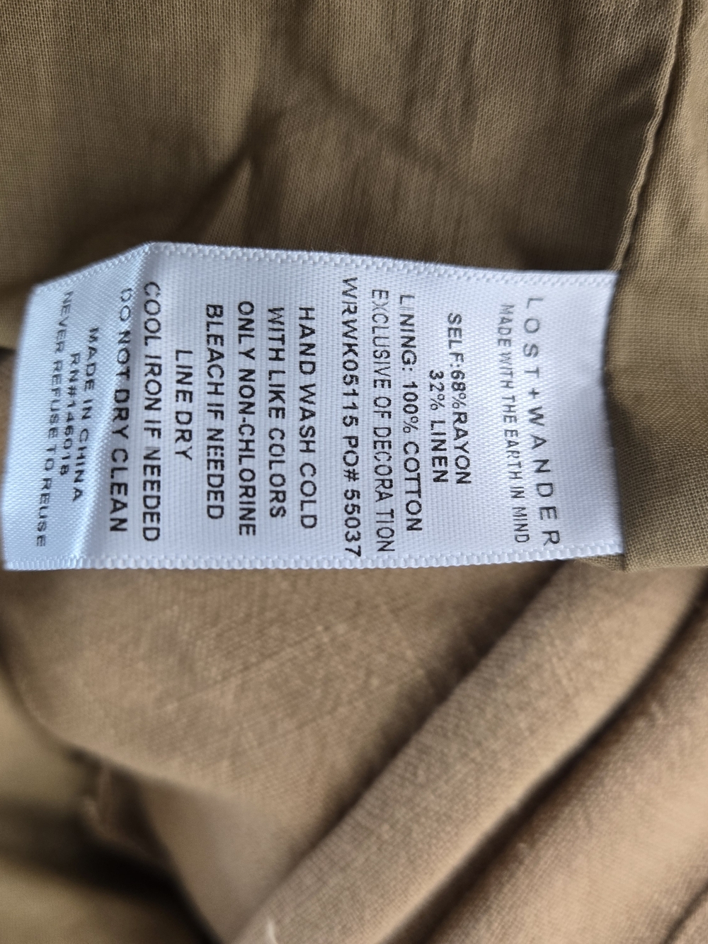 Lost + Wander Macaroon Tie Strap Linen Blend Romper Brown Tan NWT - Medium - Picture 8 of 9